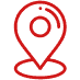 A red map pin icon with a circular base, representing a location marker for contact Japan Canada Motors, on a white background.